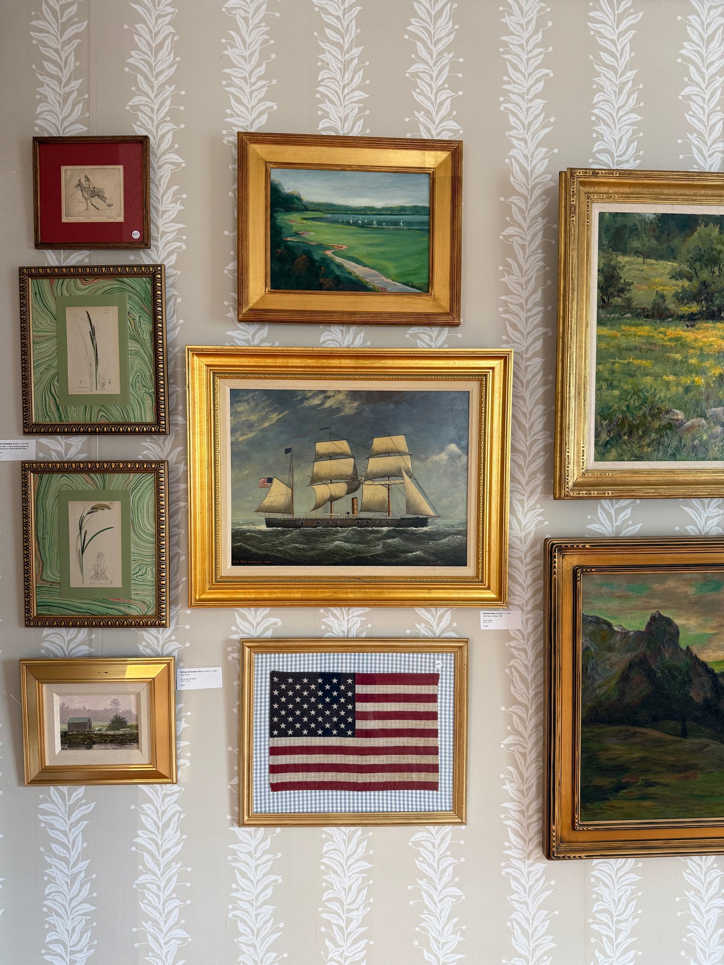 Blaikie Hines American Ship Portrait USS New Ironsides 1864 Oil Painting in Gold Frame