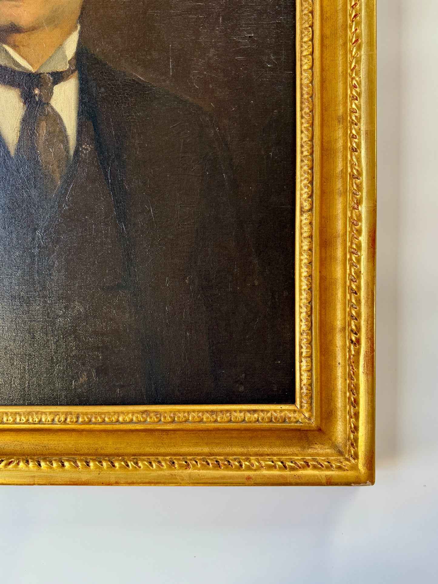 19th / Early 20th c. American Portrait of a Gentleman in Glasses Oil Painting in Gold Roped Frame