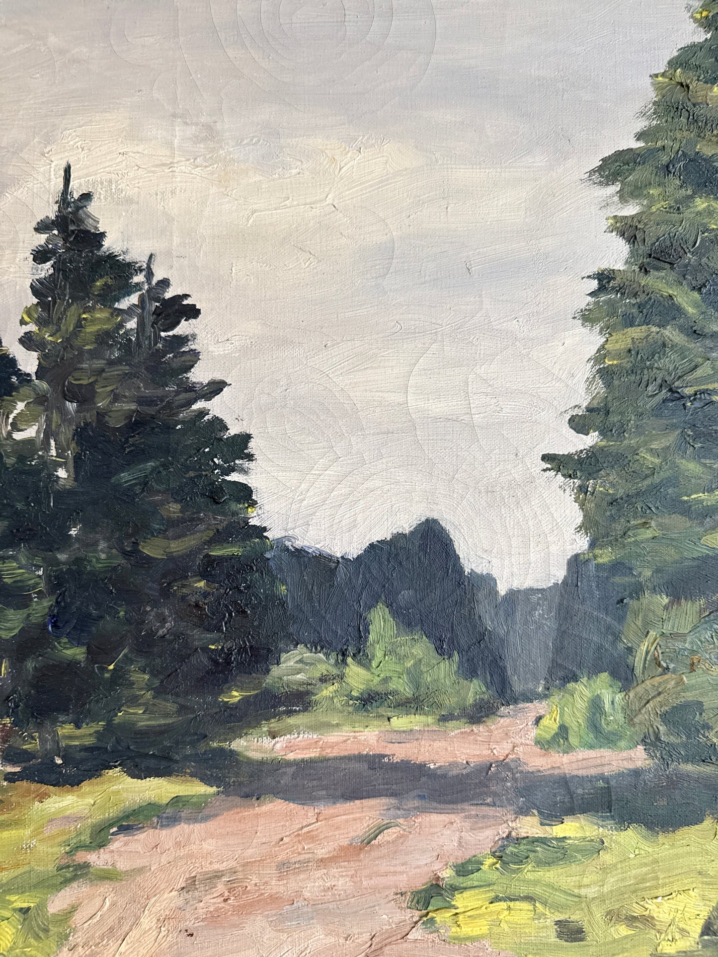 Lucy Fabry Early 20th Century Impressionist Forest Landscape in Ornate Gold Frame