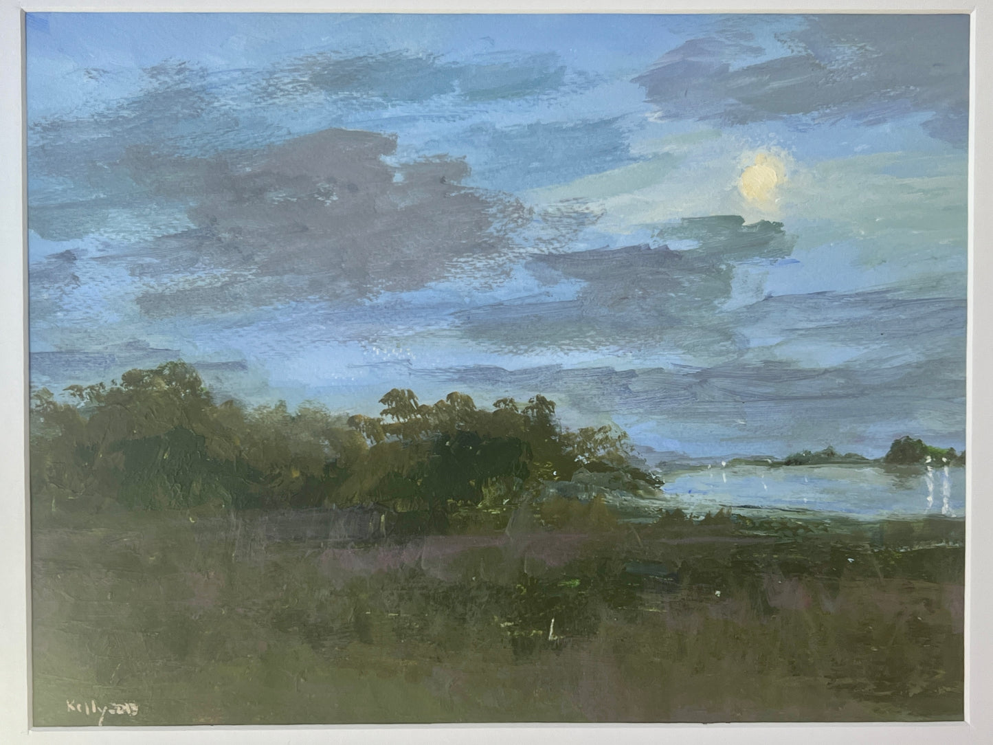 Terence Kelly Moonlit Seaside Landscape Impressionist Painting