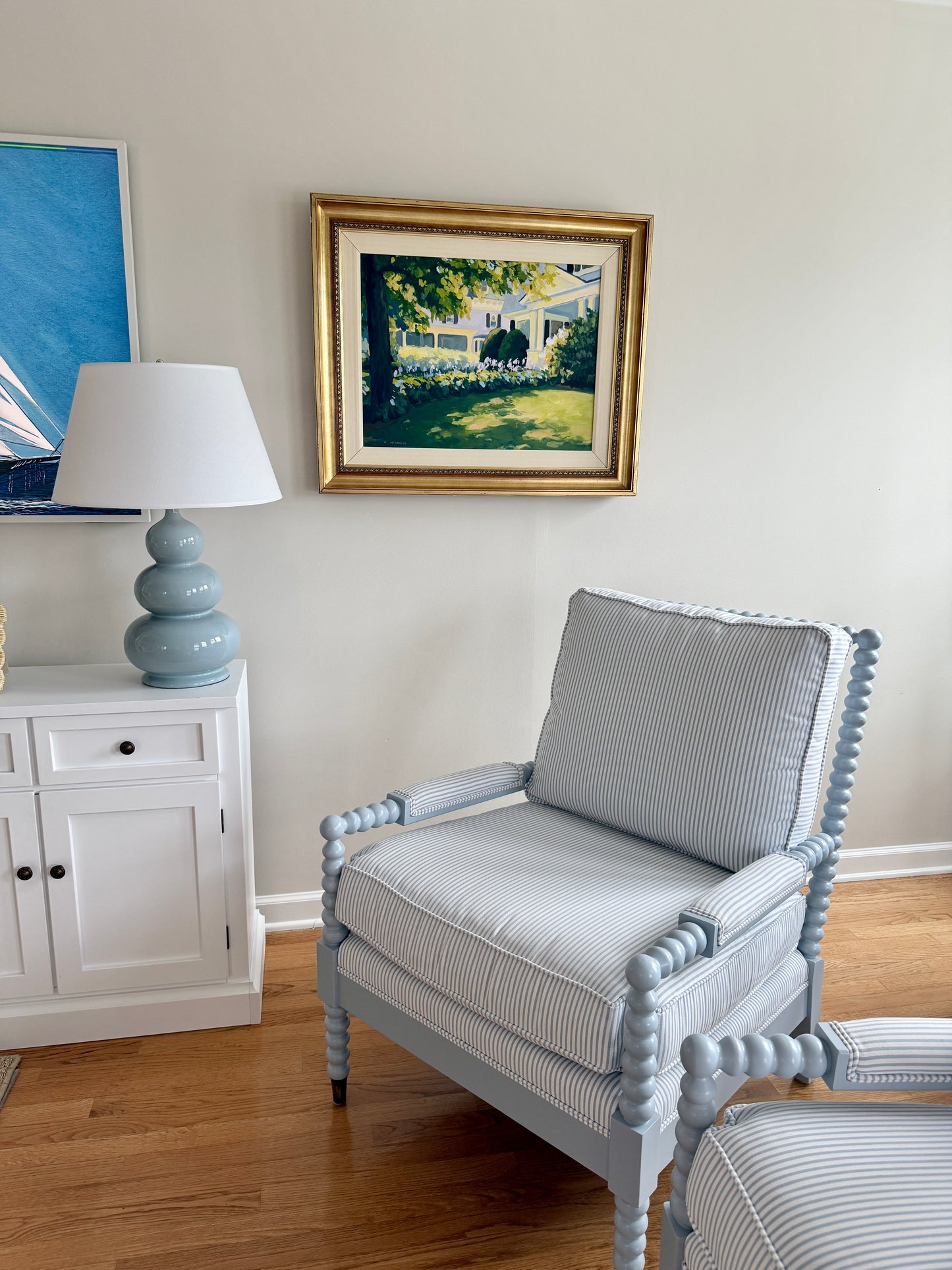 Kathleen McDonough House with Hostas Oil Painting in Gold Frame