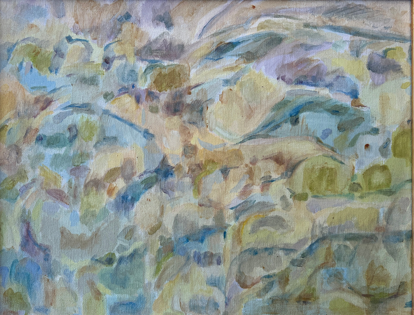 Marlene E. Miller Abstract Expressionist Landscape Oil Painting #1 in Gold Frame