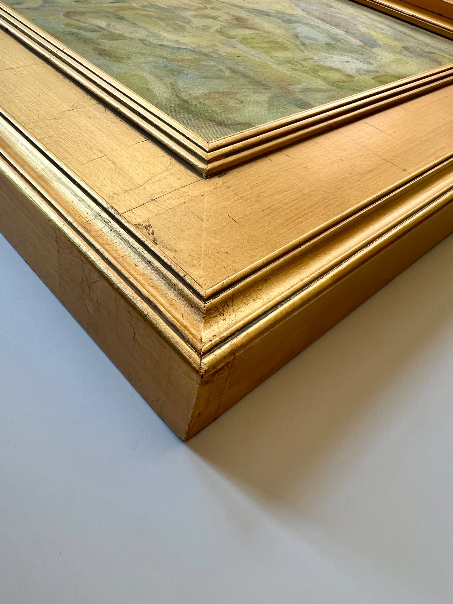 Marlene E. Miller Abstract Expressionist Landscape Oil Painting #1 in Gold Frame