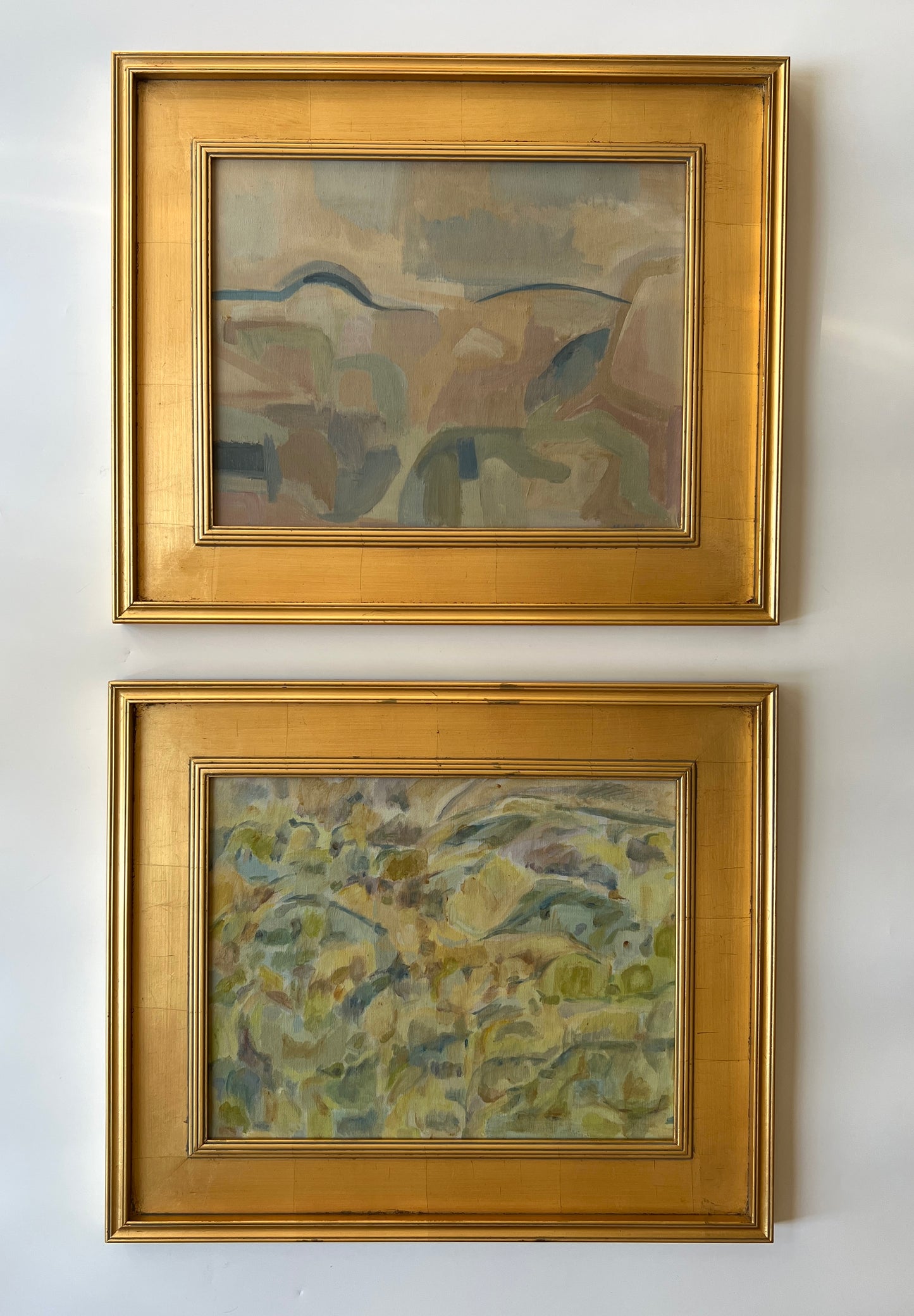 Marlene E. Miller Abstract Expressionist Landscape Oil Painting #1 in Gold Frame