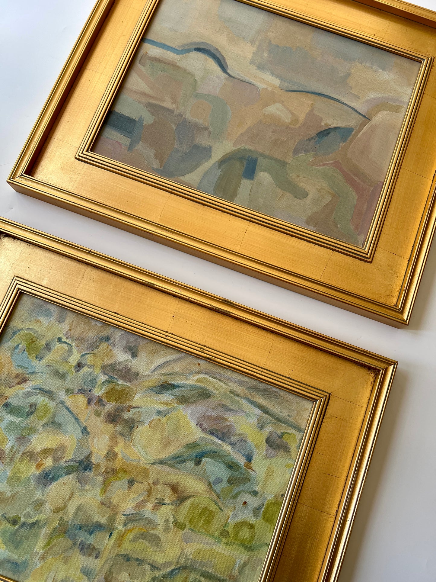 Marlene E. Miller Abstract Expressionist Landscape Oil Painting #1 in Gold Frame
