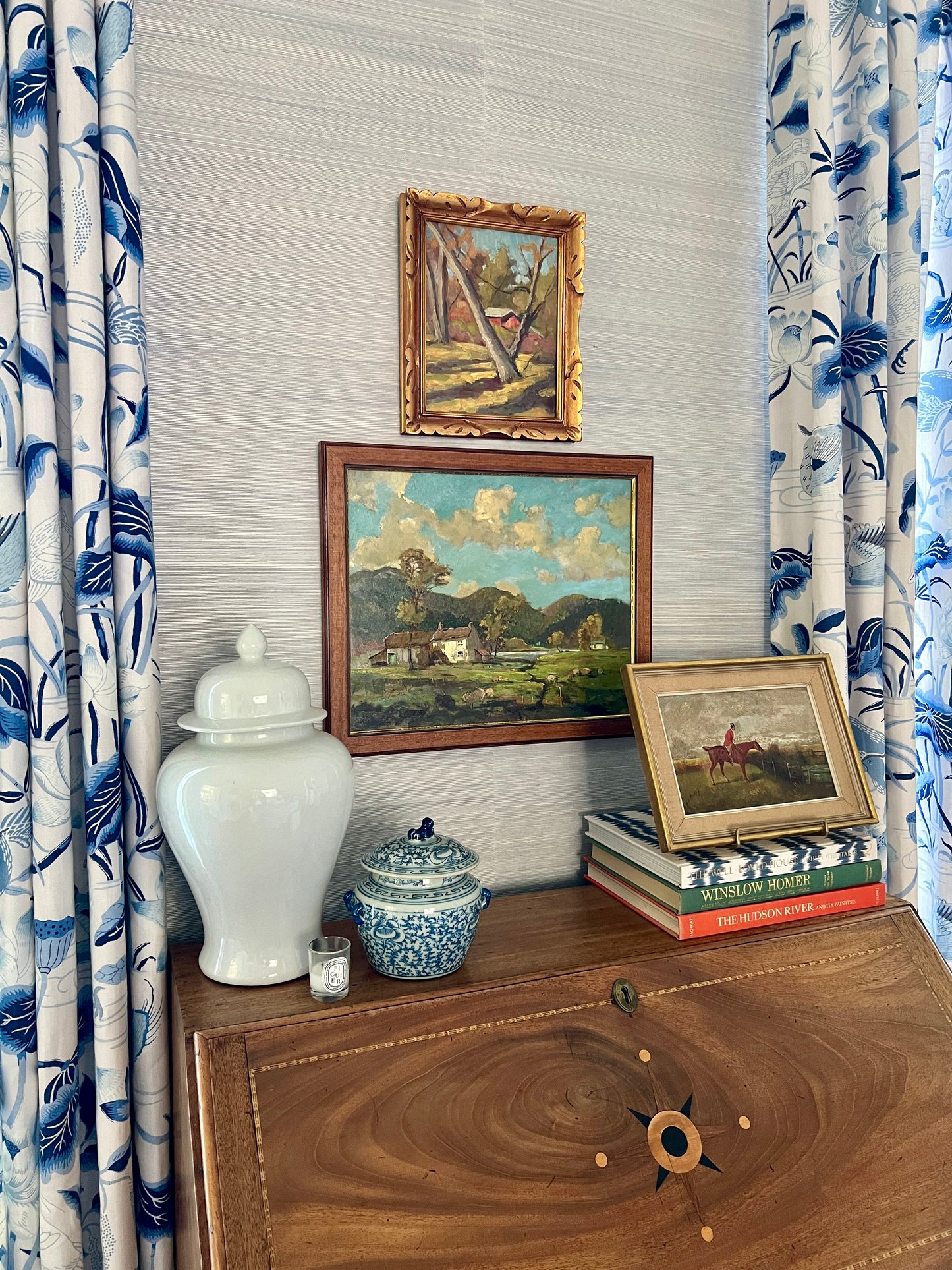Jack Cross Oil Painting Afternoon on the Sheep Farm Landscape in Wood and Gilt Frame