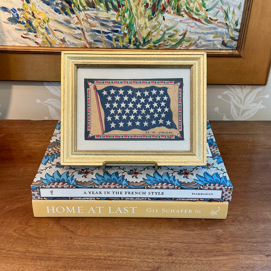 Antique Union Jack Felt on Ivory Twill in Gold Frame