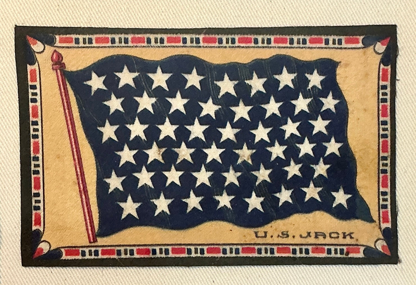 Antique Union Jack Felt on Ivory Twill in Gold Frame