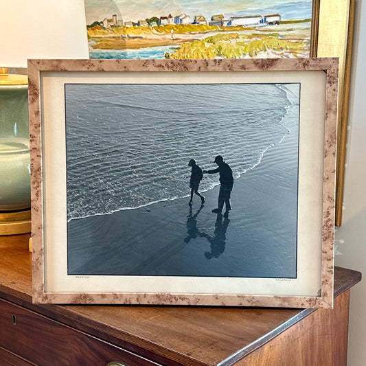R.R. LaPelle Warning Father and Son Original Silver Gelatin Coastal Photograph in Burlwood Frame