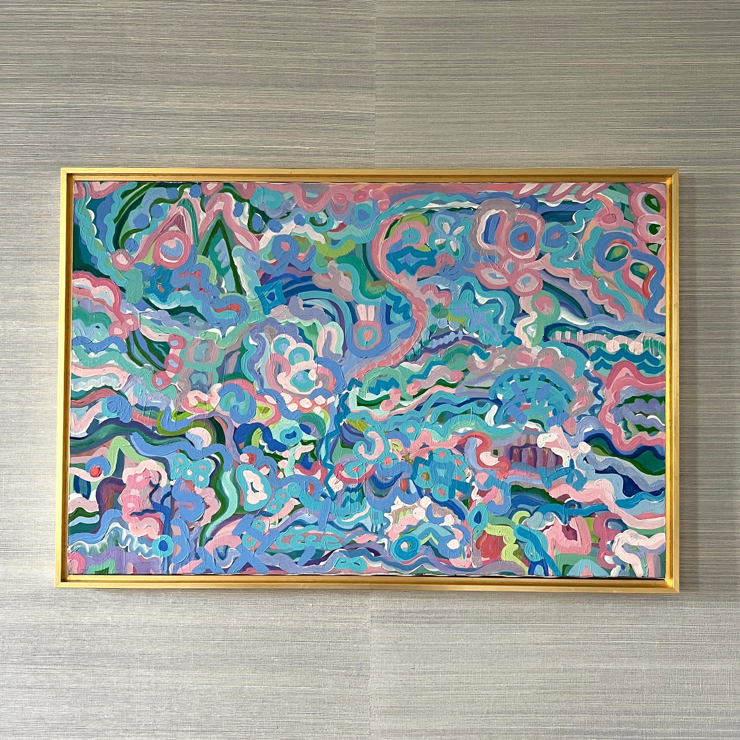 Large Colorful Abstract Vintage Painting