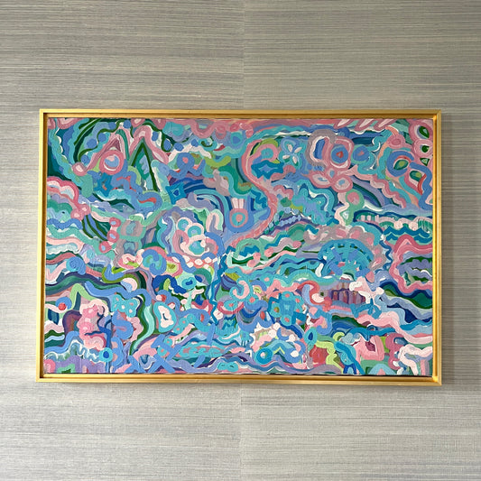 Large Colorful Abstract Vintage Painting