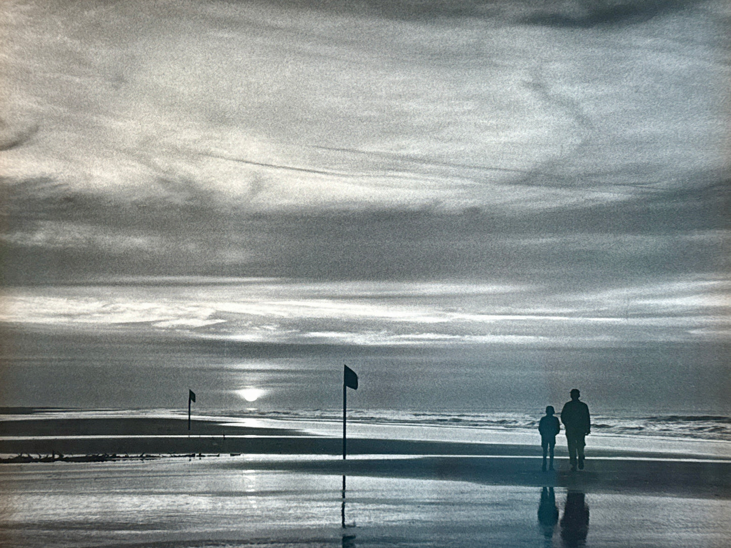 R.R. LaPelle Matutinal Father and Son Original Silver Gelatin Coastal Photograph in Burlwood Frame