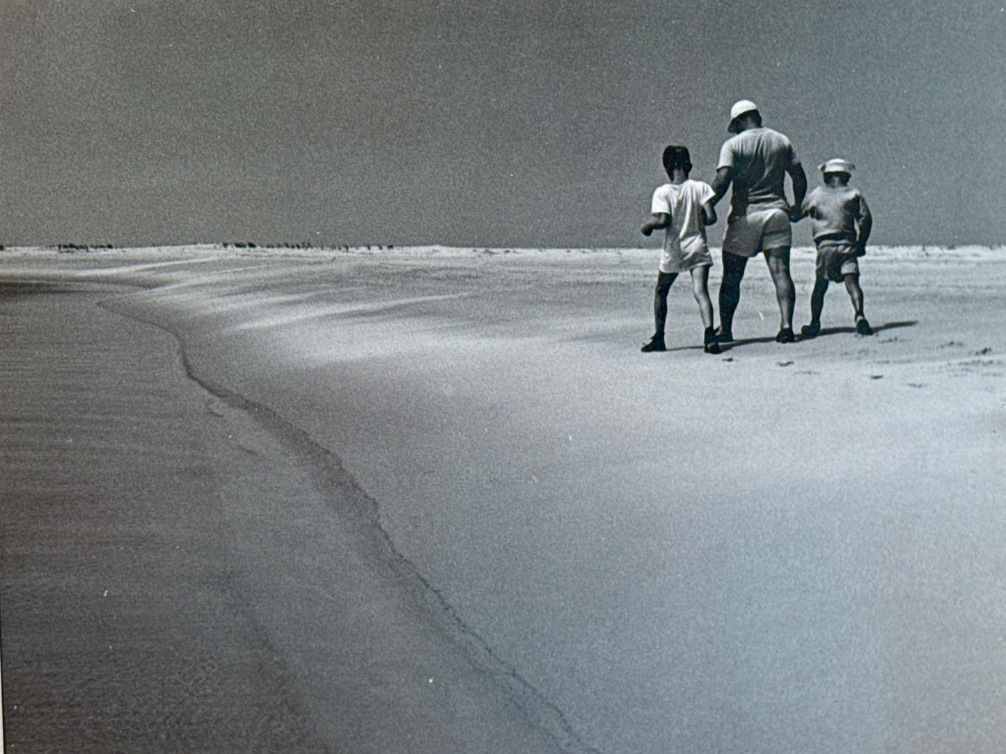 R.R. LaPelle On Your Mark Father and Sons Original Silver Gelatin Coastal Photograph in Burlwood Frame