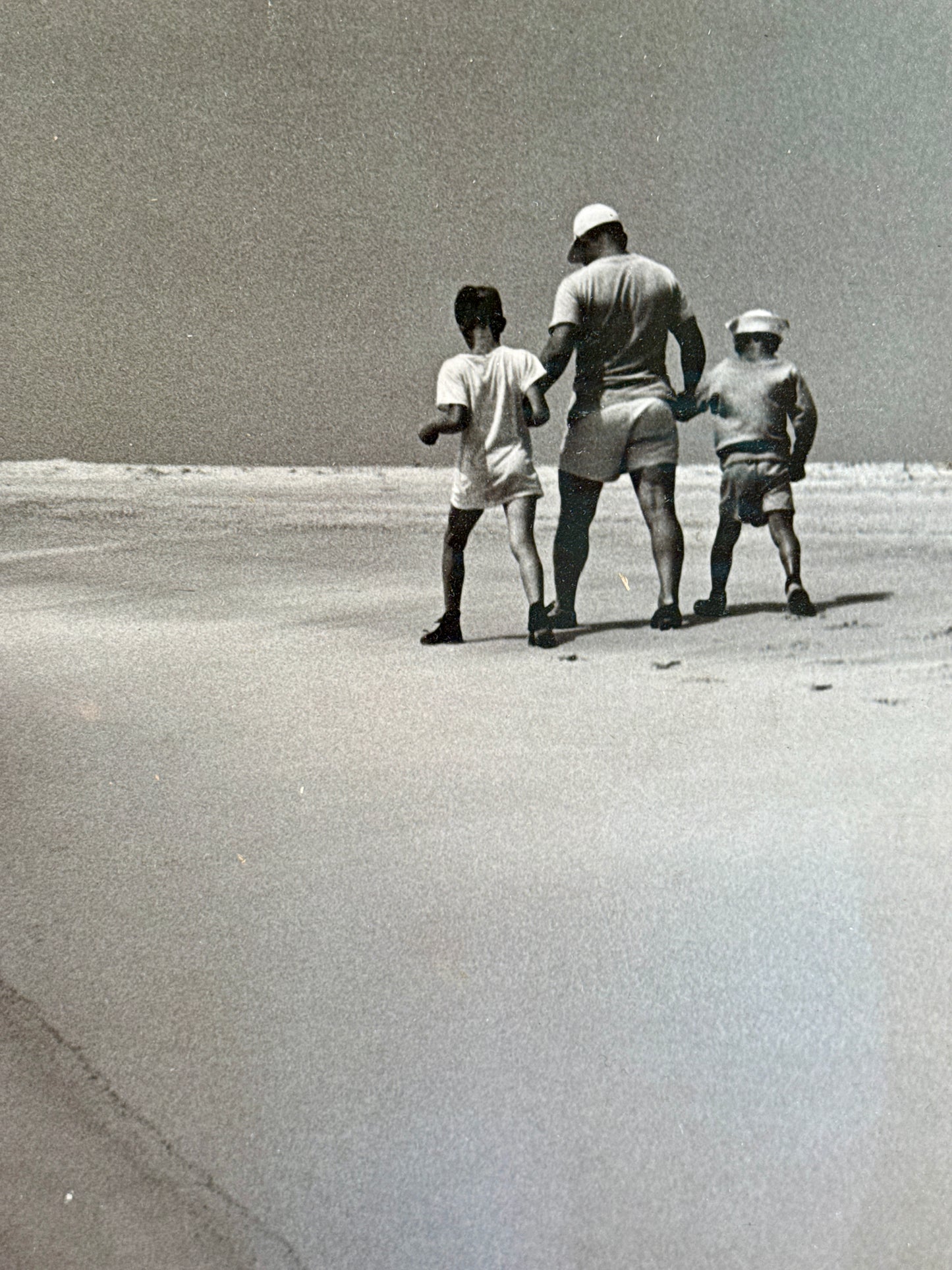 R.R. LaPelle On Your Mark Father and Sons Original Silver Gelatin Coastal Photograph in Burlwood Frame