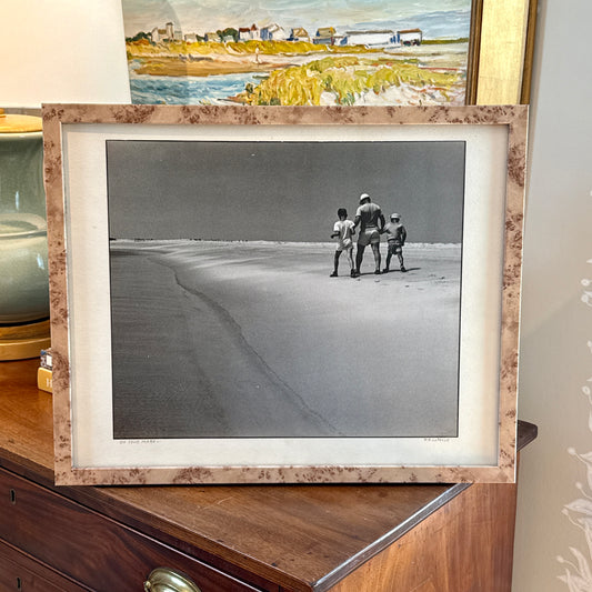 R.R. LaPelle On Your Mark Father and Sons Original Silver Gelatin Coastal Photograph in Burlwood Frame
