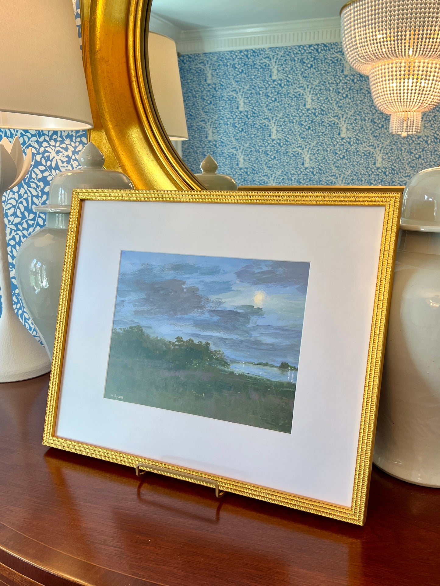Terence Kelly Moonlit Seaside Landscape Impressionist Painting