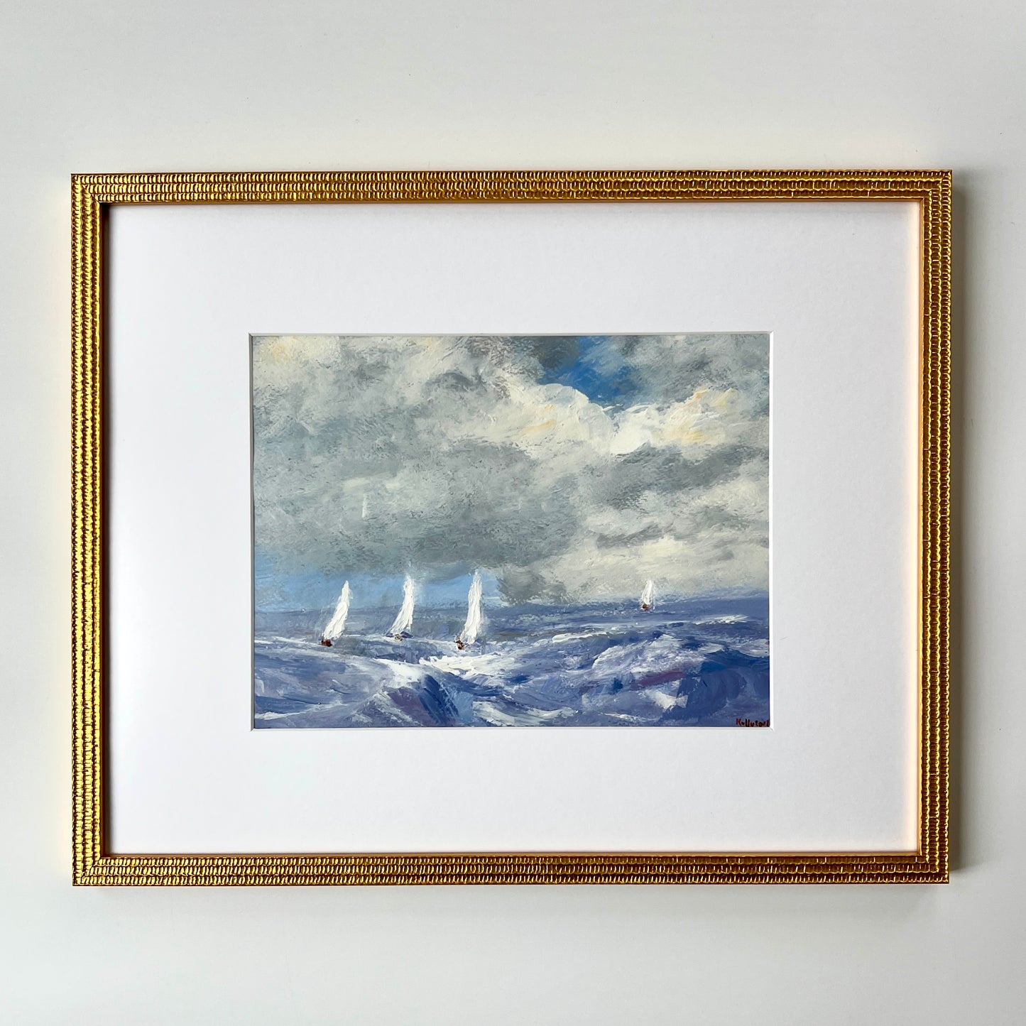 Terence Kelly Sailboats on Seascape Impressionist Painting