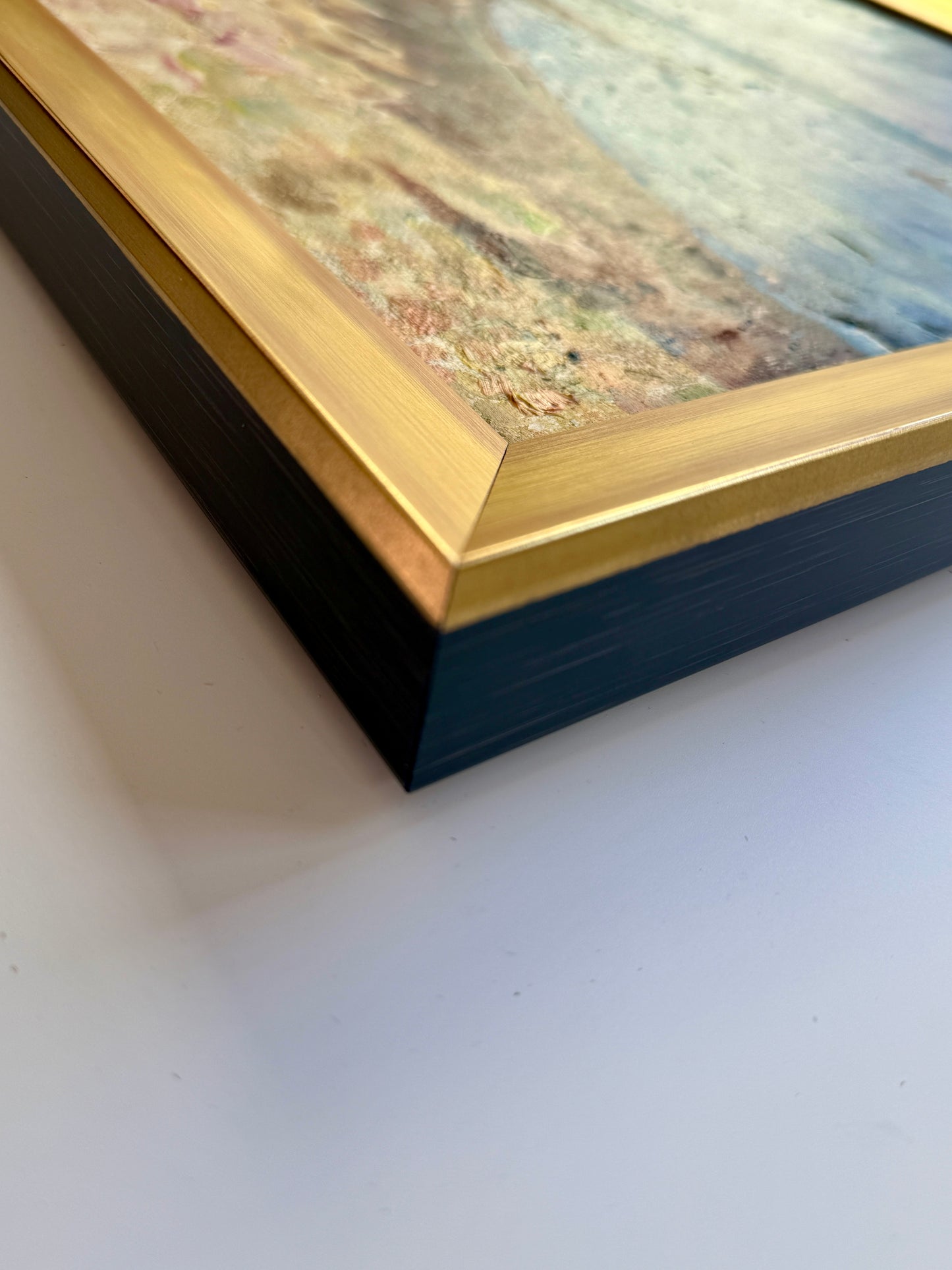 Lasse Winslow Expressionist Vivid Seascape with Sailboat Oil Painting in Gold Frame