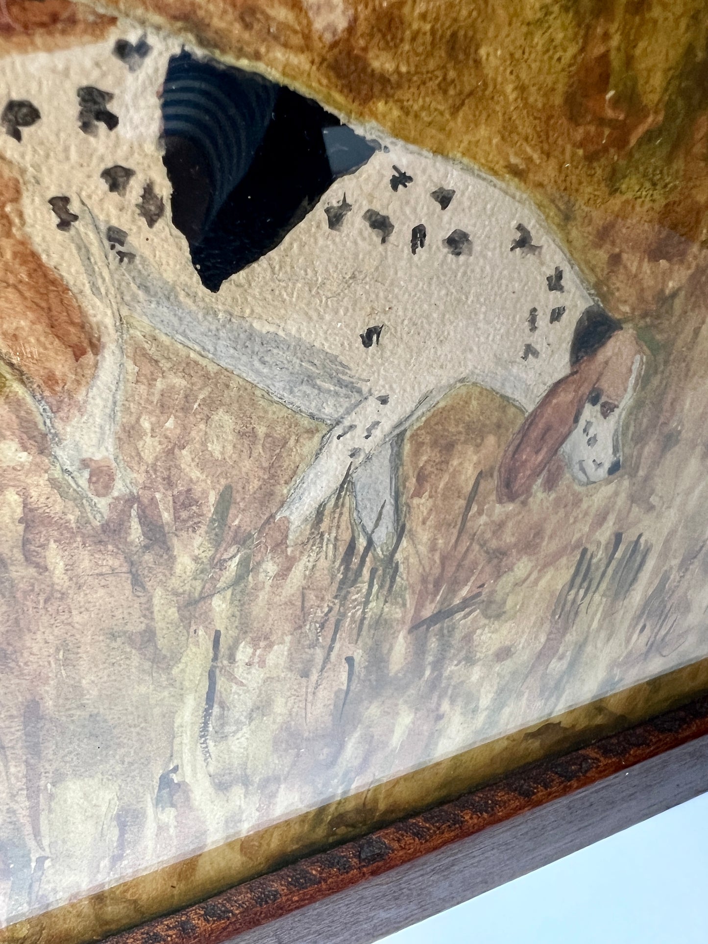 Early 20th Century Alexander Brown's Woods American Fox Hunt Hounds Oil Painting in Wood Frame