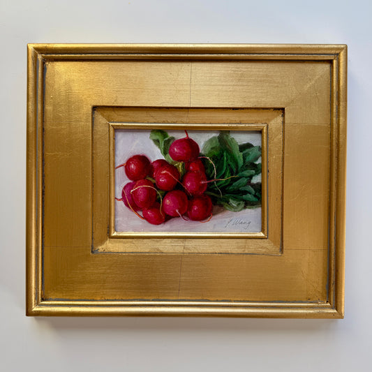 Summer Radishes Still Life Oil Painting in Gold Frame