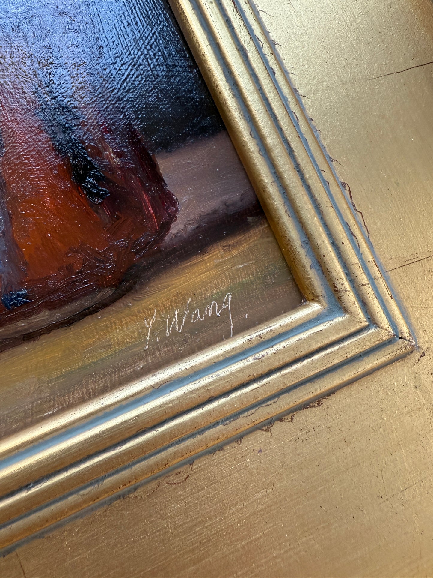 Lemon and Copper Mug Still Life Oil Painting in Gold Frame