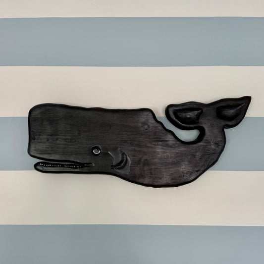 Vintage Hand Carved Wooden Sperm Whale American Folk Art Sculpture