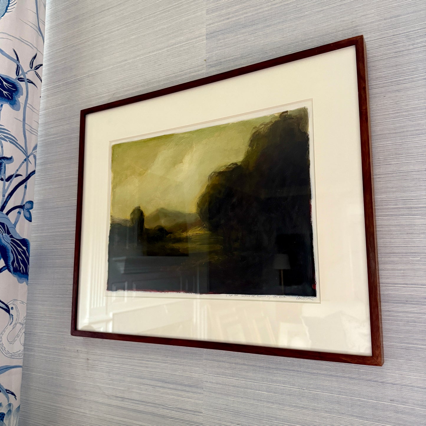 California Hills Moody Landscape Oil Painting in Wood Frame