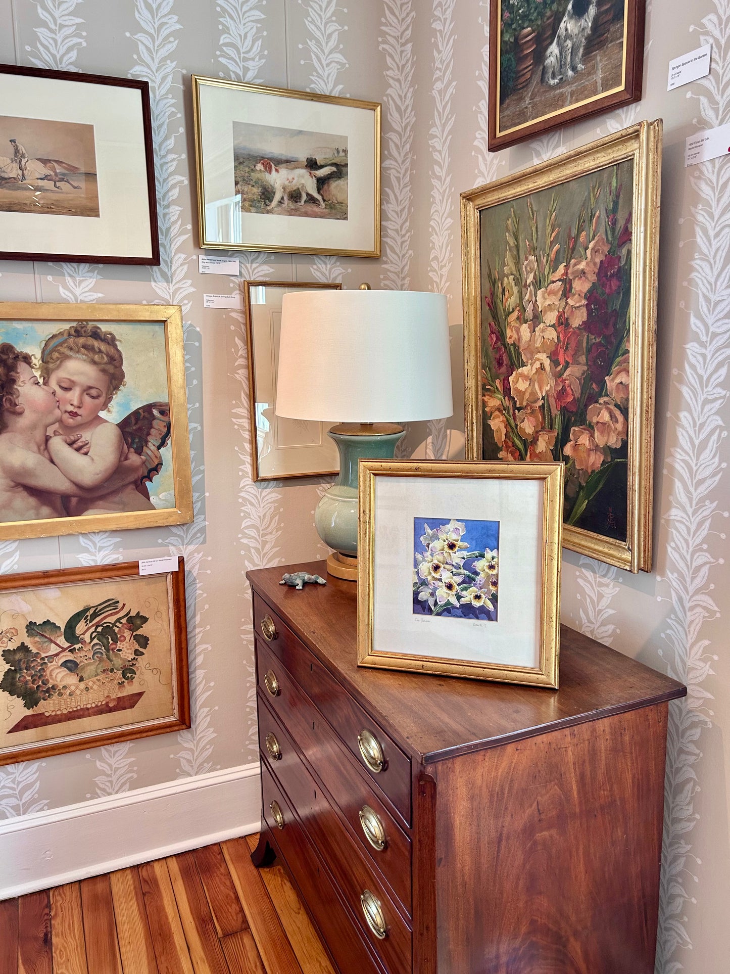 Susan Bourne Botanical Orchids I Watercolor Painting In Gold Frame