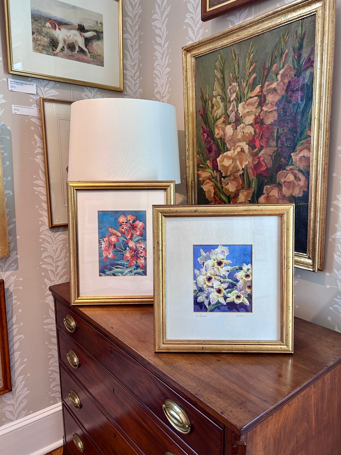 Susan Bourne Botanical Orchids I Watercolor Painting In Gold Frame