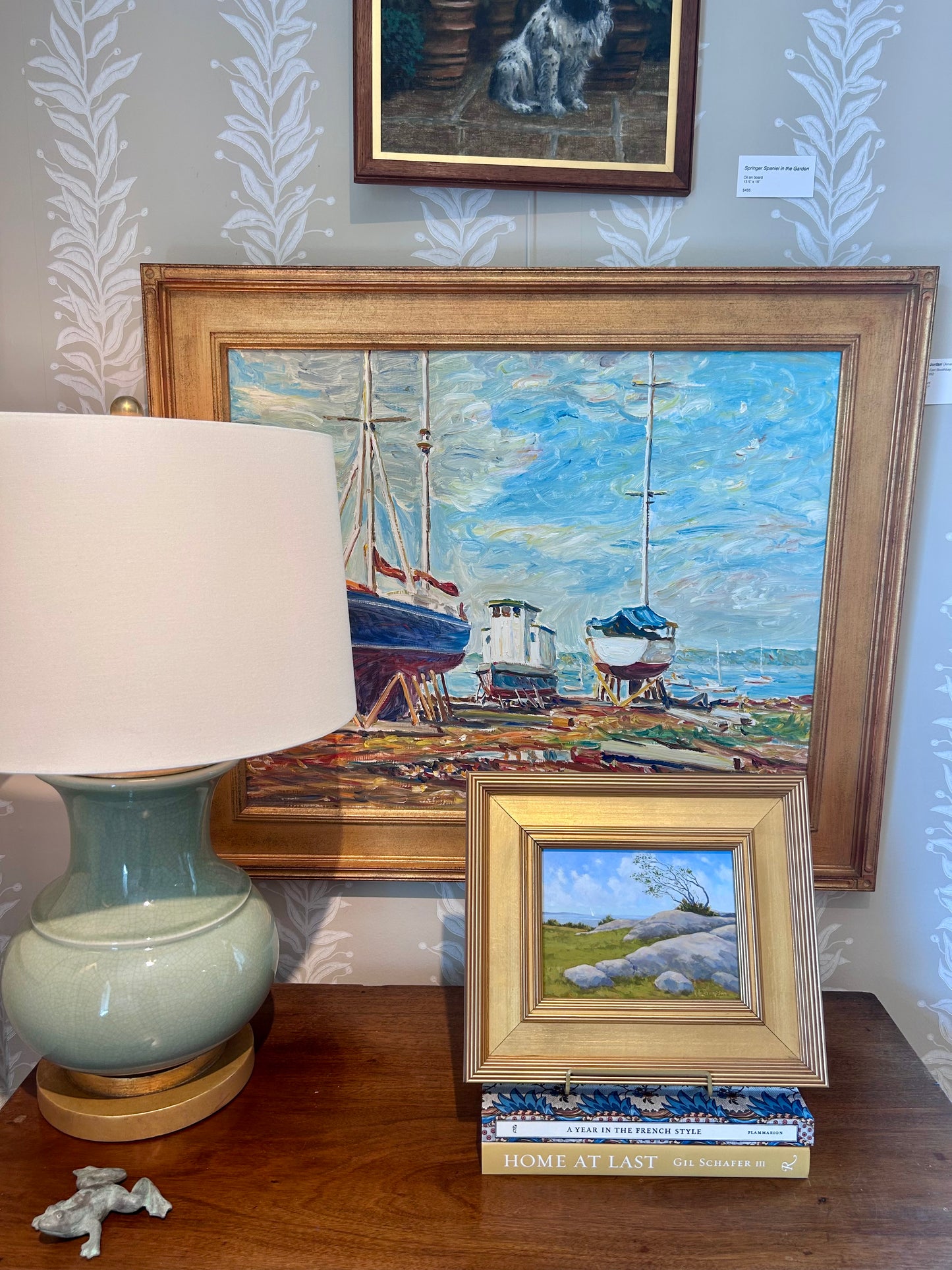 Anthony R. Thompson Windswept Coastal Landscape Oil Painting in Gold Frame