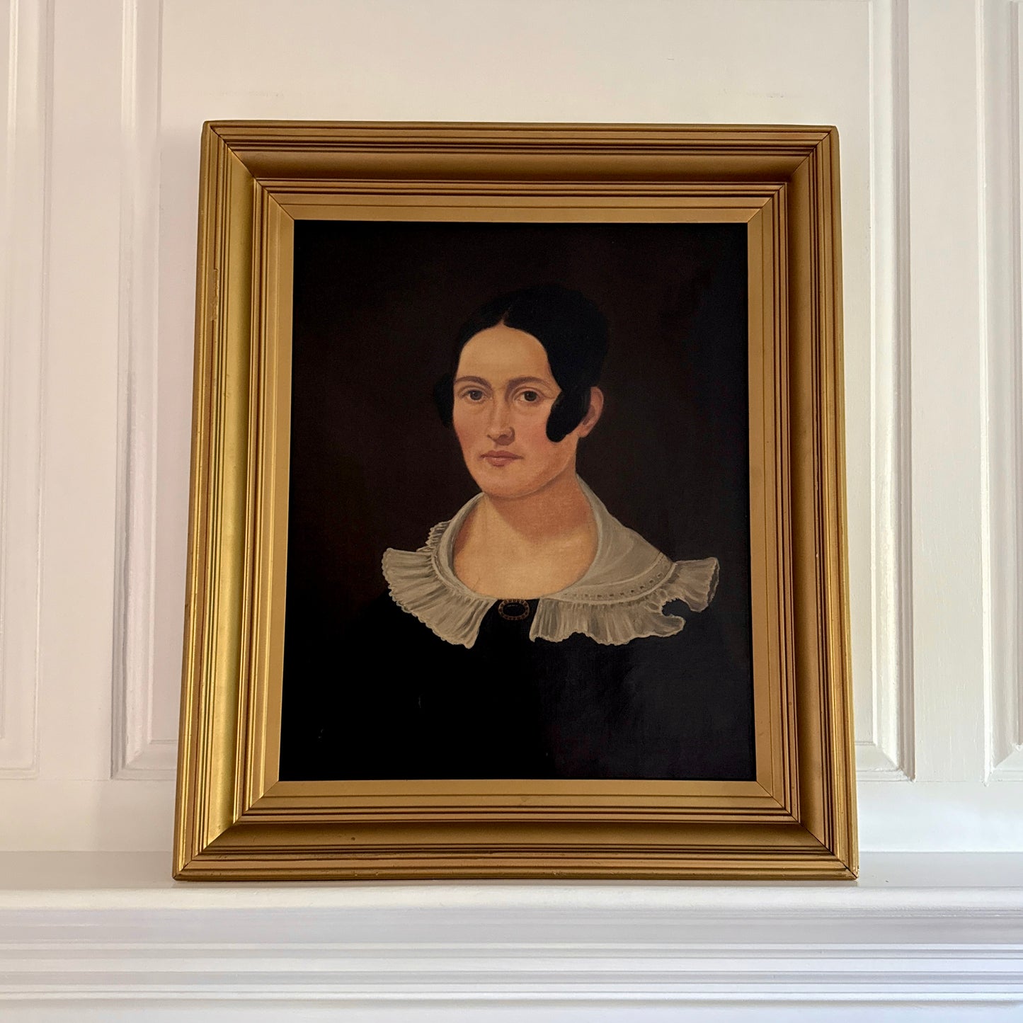Alfred Wiggin 1874 American Portrait of a Young Woman Oil Painting in Gold Frame