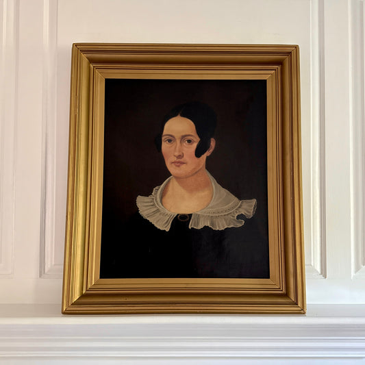 Alfred Wiggin 1874 American Portrait of a Young Woman Oil Painting in Gold Frame