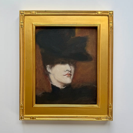 Portrait of Lydia Field Emmet After William Merritt Chase Oil Painting in Gold Frame