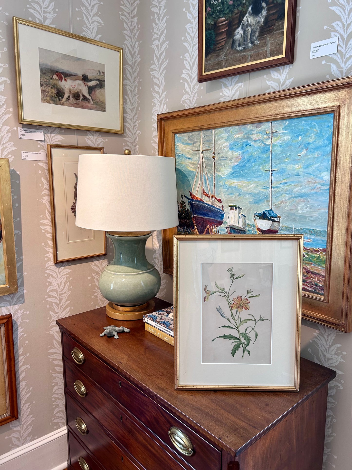Madame F.C. Byrne 19th Century Wildflower Watercolor Painting in Gold Frame