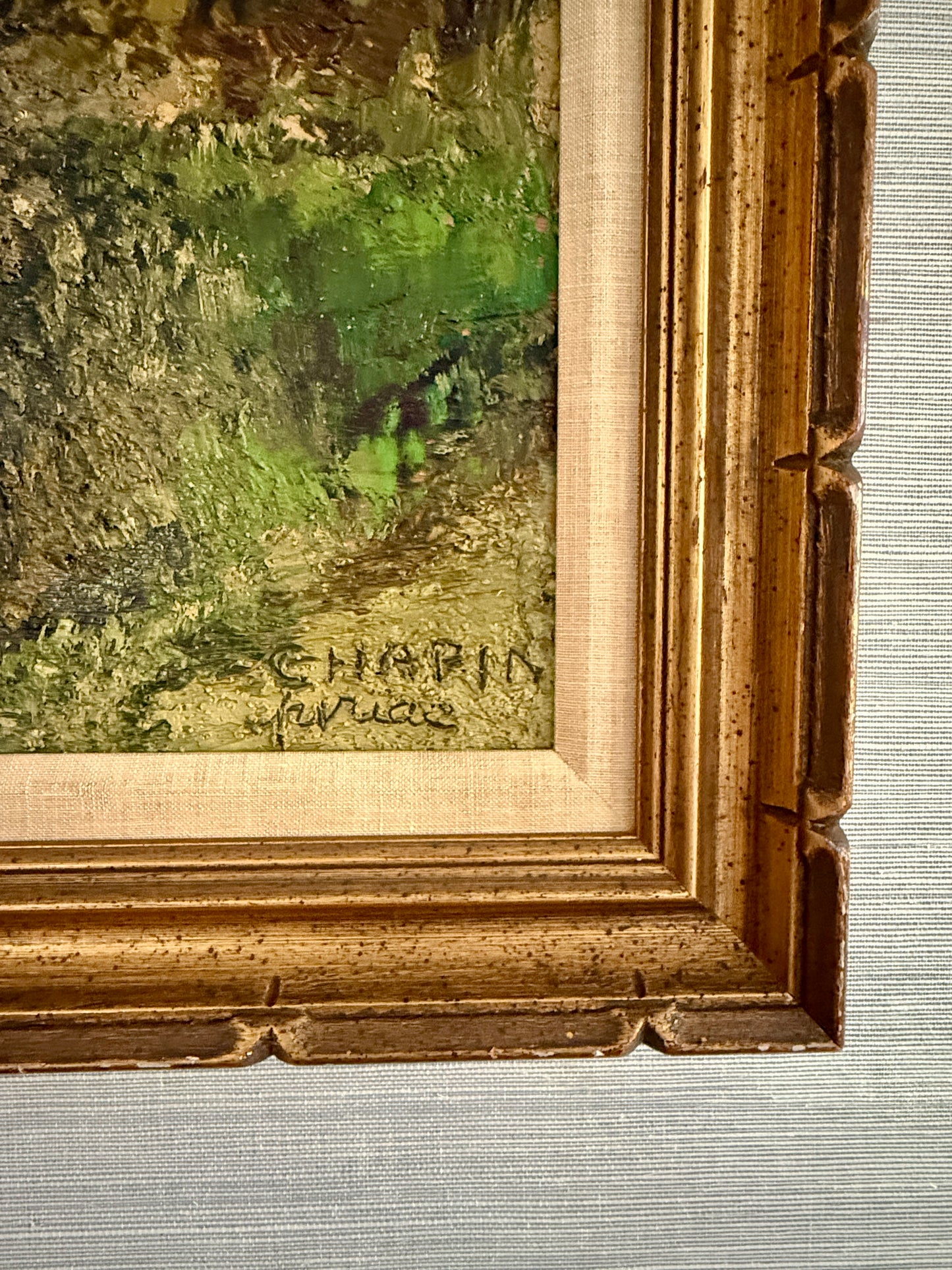 Vintage Mixed Media Sailboats in Coastal Landscape Painting in Gold Frame