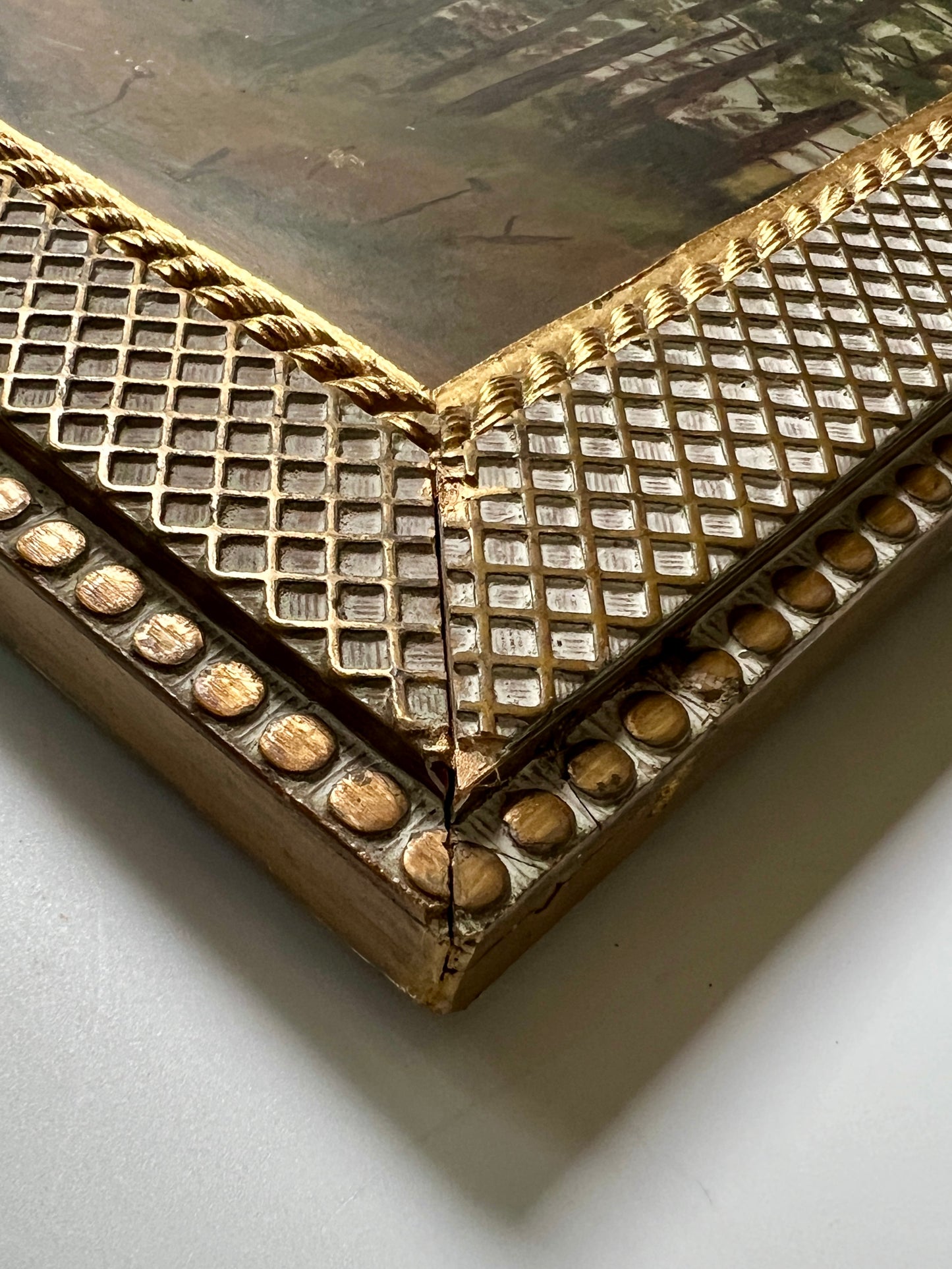 19th Century 1887 Sailboats on Lake Oil Painting in Carved Gilded Frame