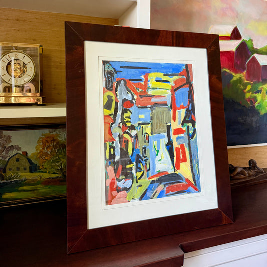 Richard Derby Tucker Abstract Dutch Door Oil Painting in Wood Frame