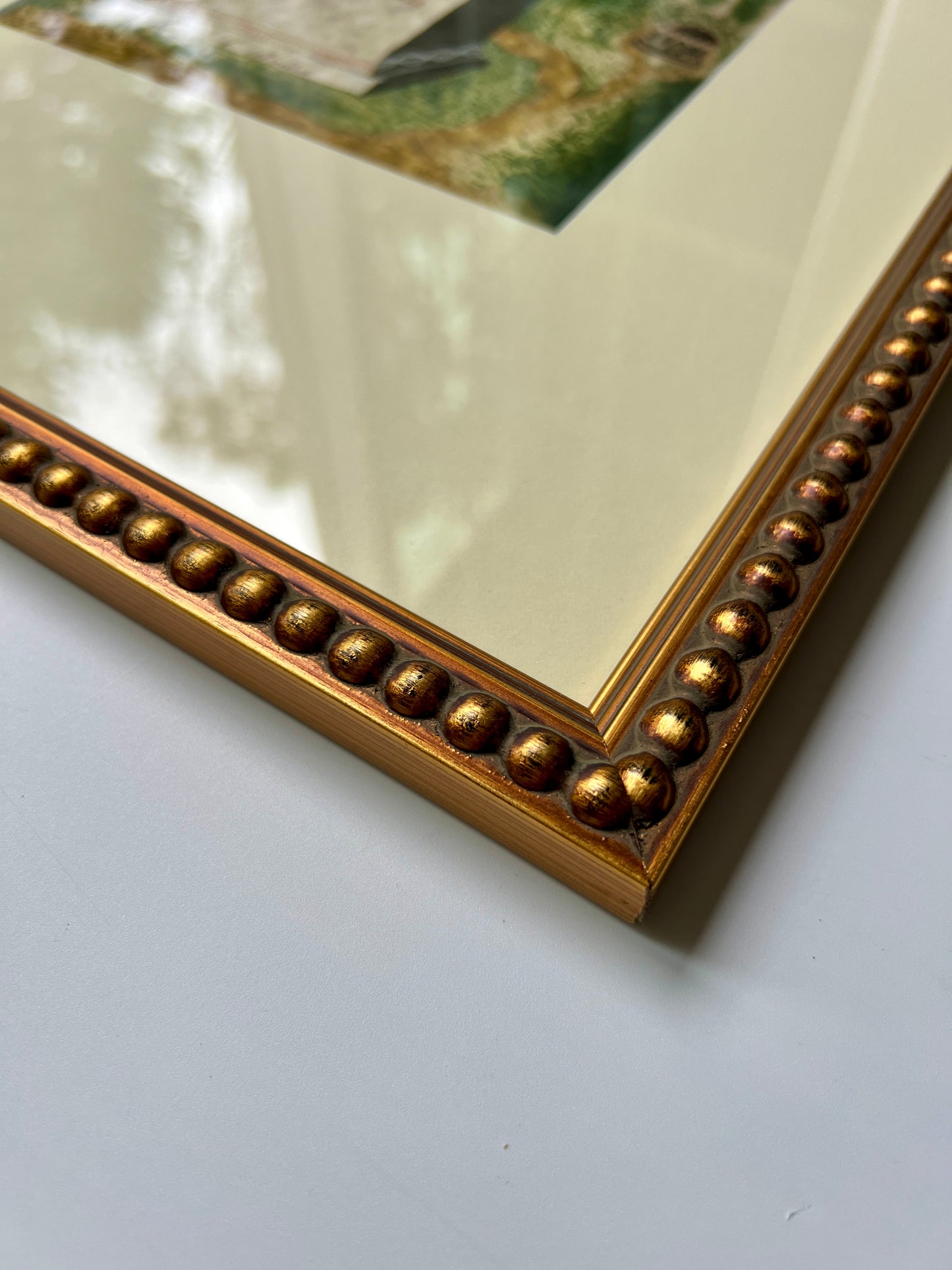 19th Century American Mourning Memorial Watercolor Painting in Gold Frame