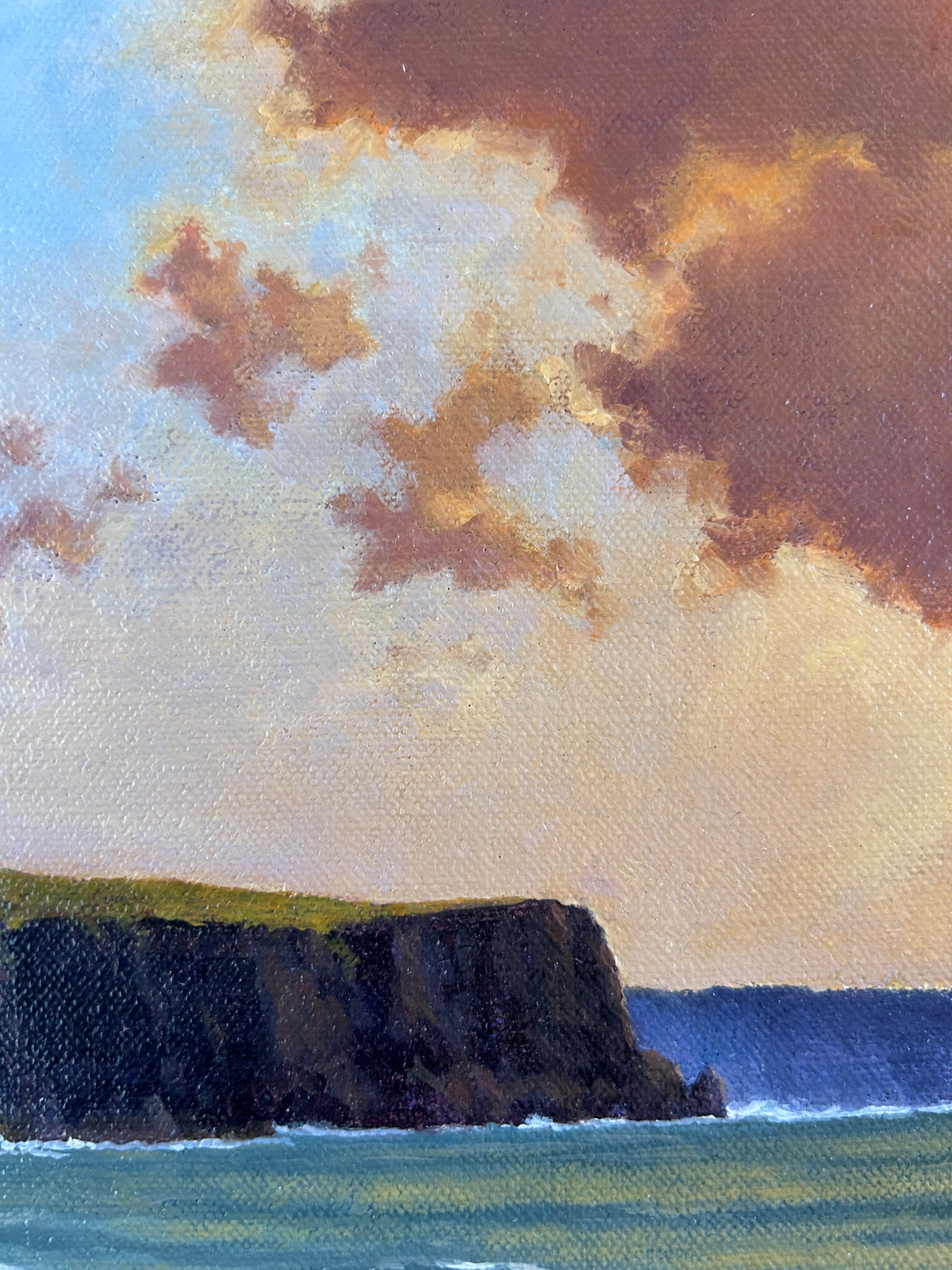 Anthony R. Thompson Cliffs of Moher Ireland Seascape Oil Painting in Gold Frame