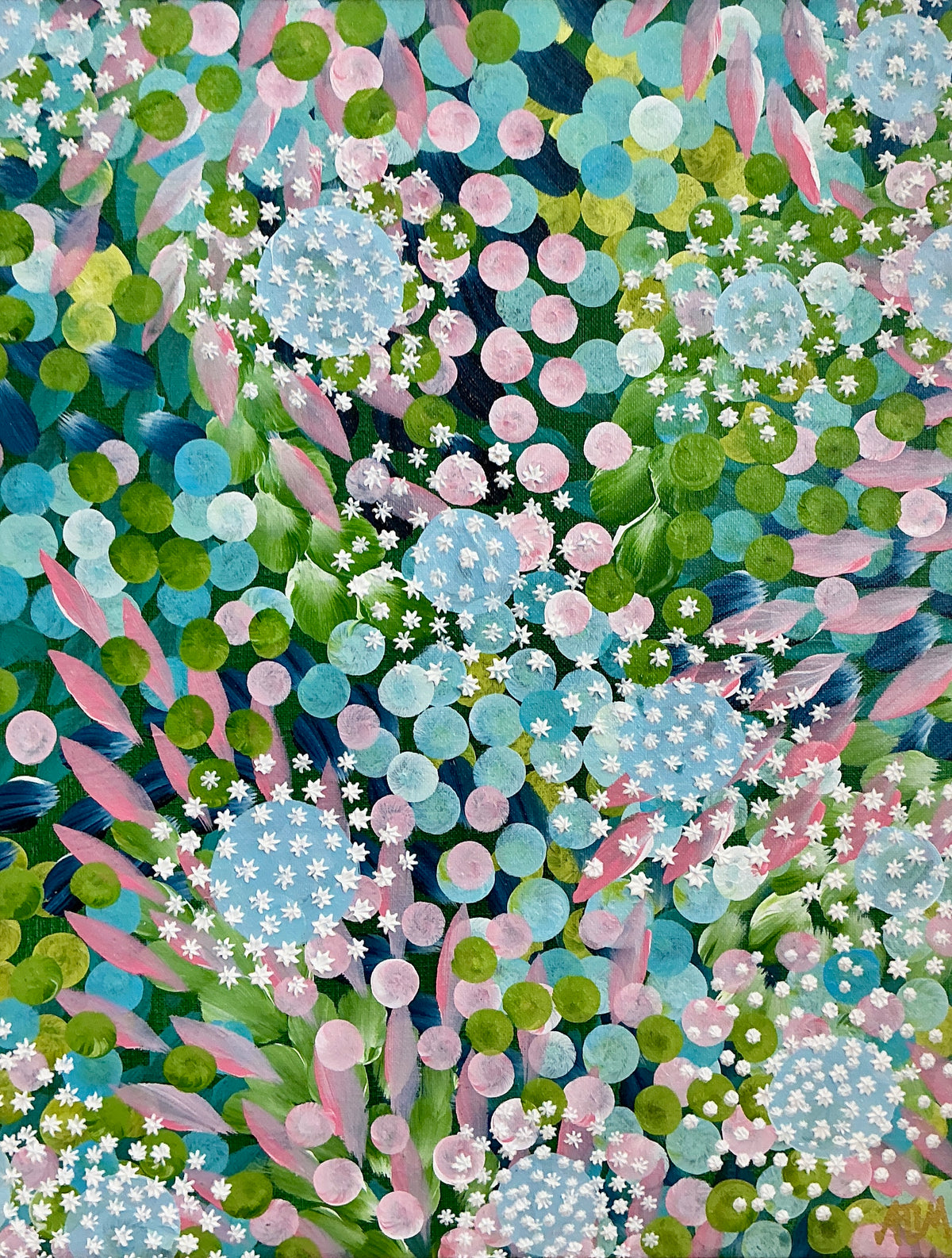 Alison Diamond McElroy June In Bloom I Abstract Floral Painting in Gold Frame