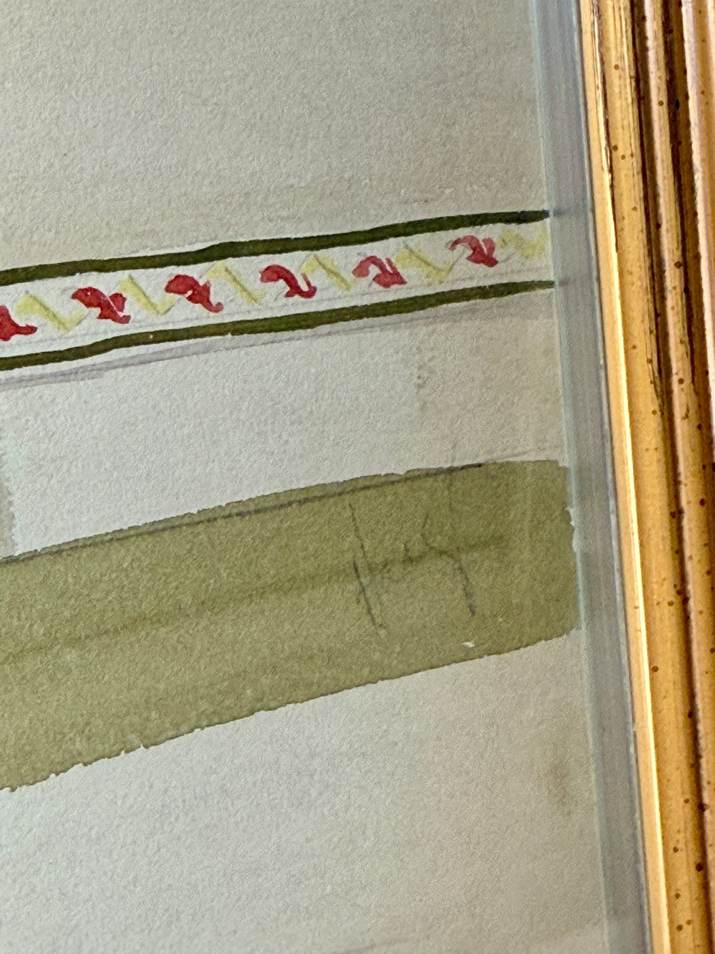 Set of Four Early 20th Century Interior Room Designs Watercolor Paintings in Gold Frames