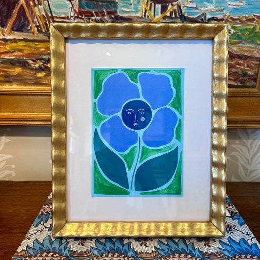 Rebecca Adler Lady in Bloom VI Painting in Wavy Gold Frame