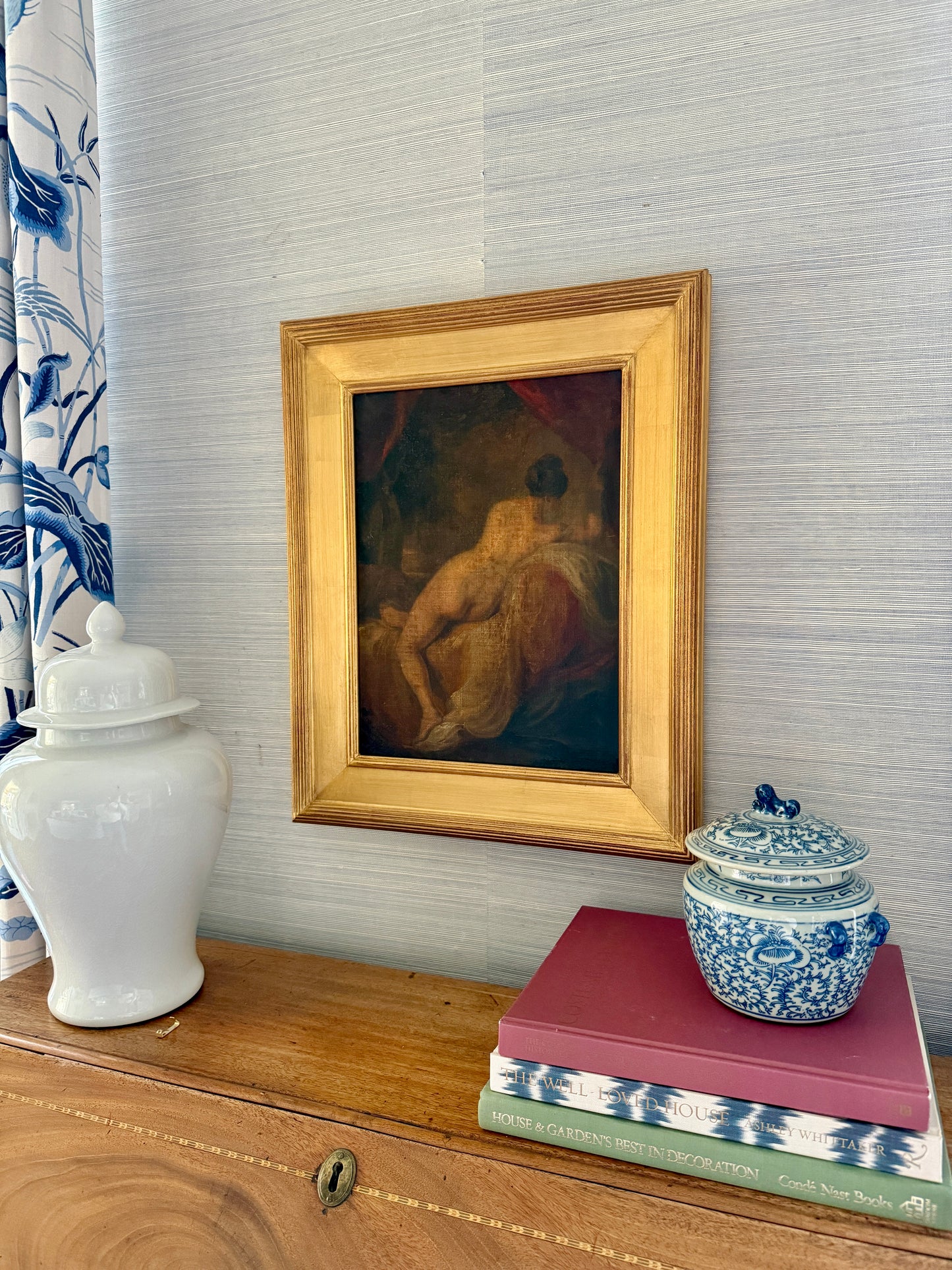 Early 19th Century Reclined Female Nude Portrait in Gold Frame