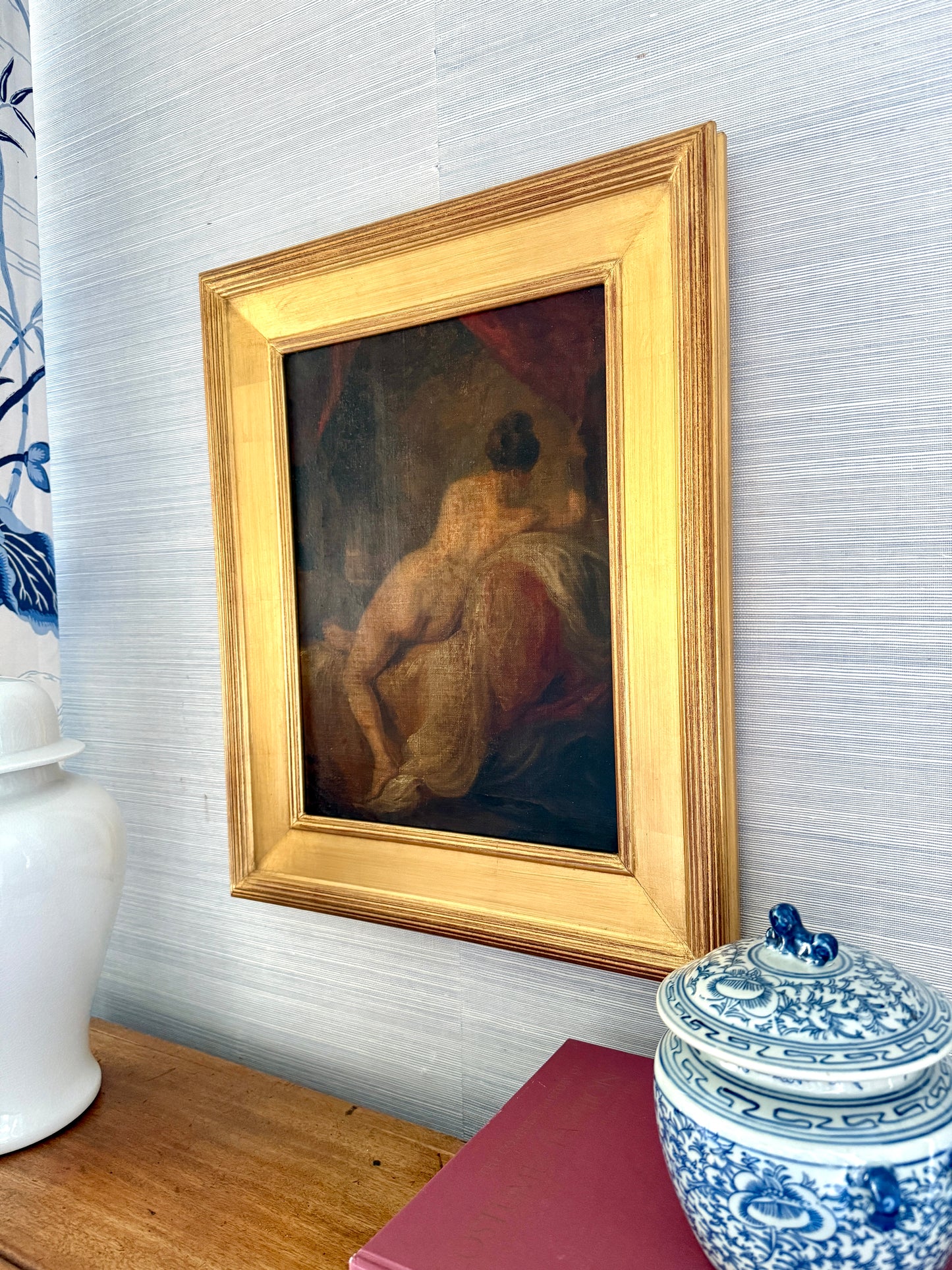 Early 19th Century Reclined Female Nude Portrait in Gold Frame
