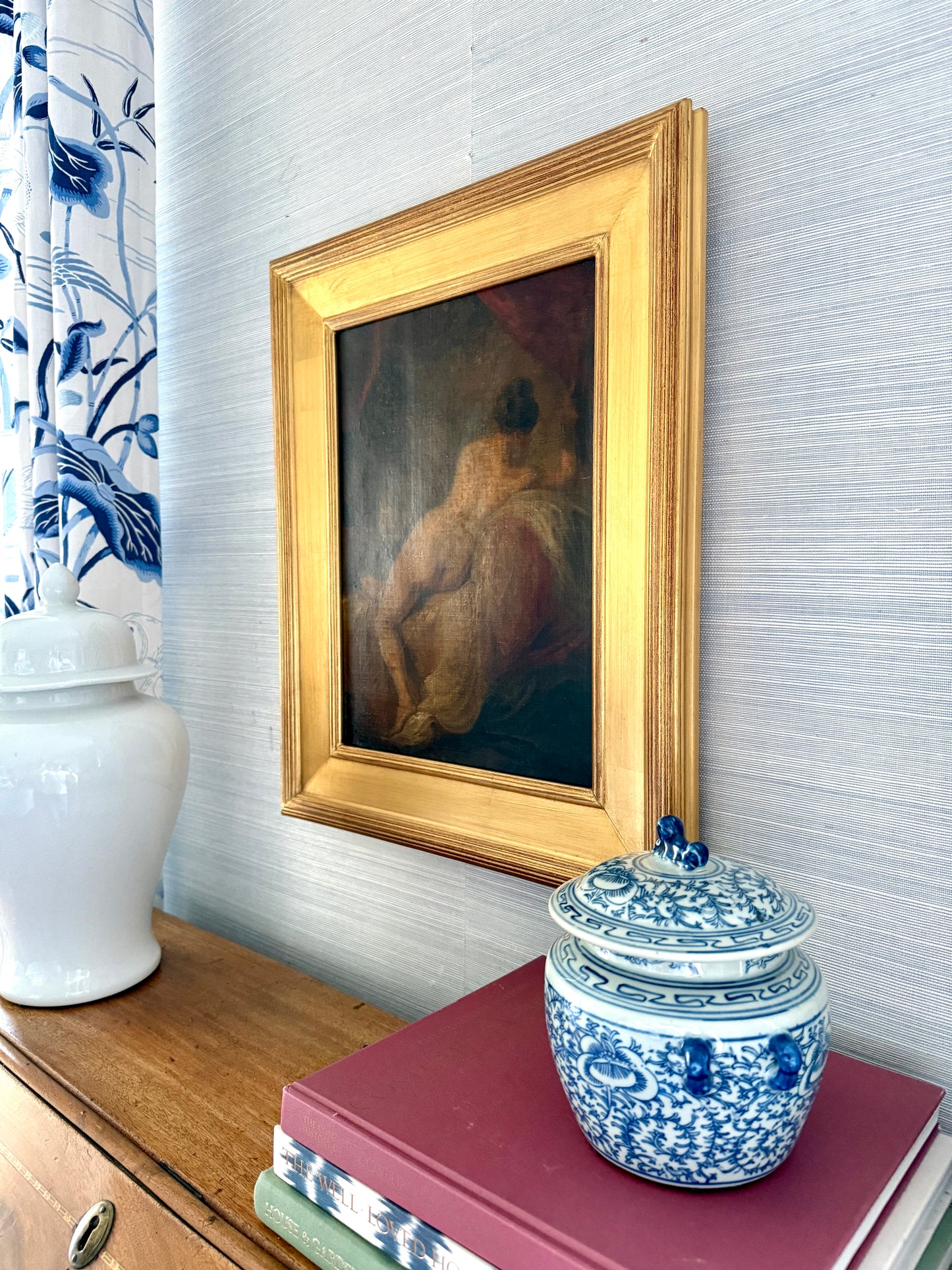Early 19th Century Reclined Female Nude Portrait in Gold Frame