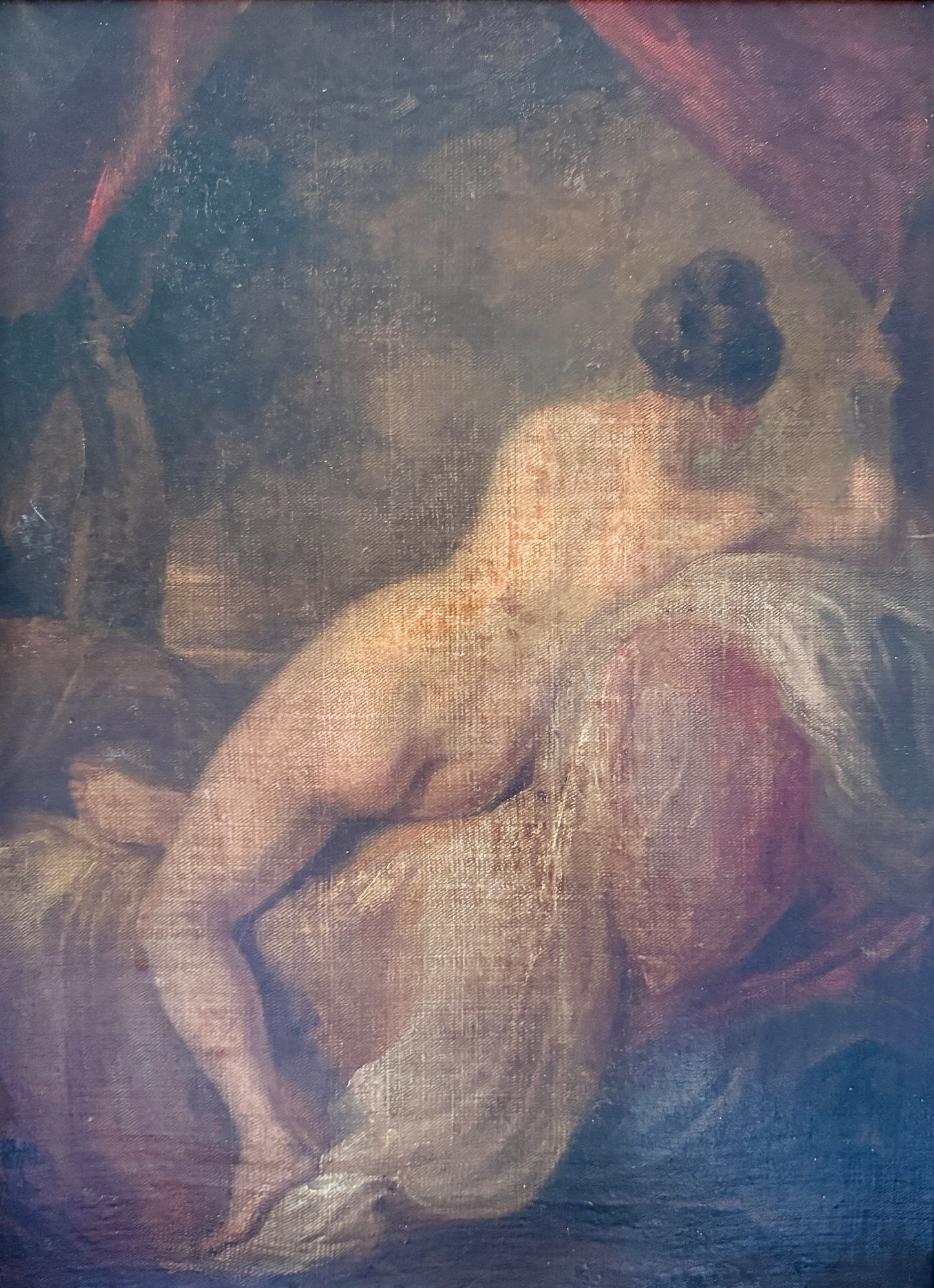 Early 19th Century Reclined Female Nude Portrait in Gold Frame