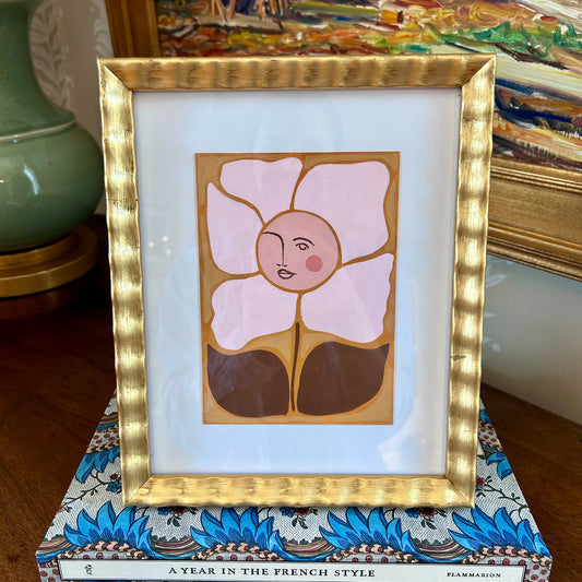 Rebecca Adler Lady in Bloom V Painting in Wavy Gold Frame