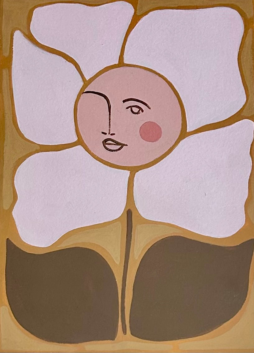 Rebecca Adler Lady in Bloom V Painting in Wavy Gold Frame
