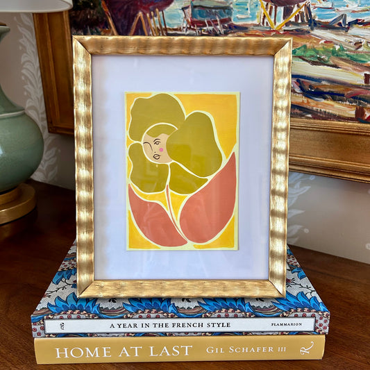 Rebecca Adler Lady in Bloom IV Painting in Wavy Gold Frame