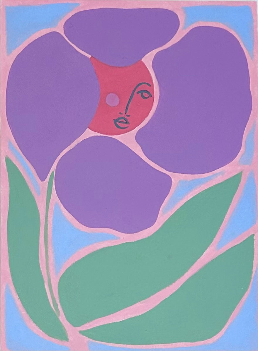 Rebecca Adler Lady in Bloom II Painting in Wavy Gold Frame
